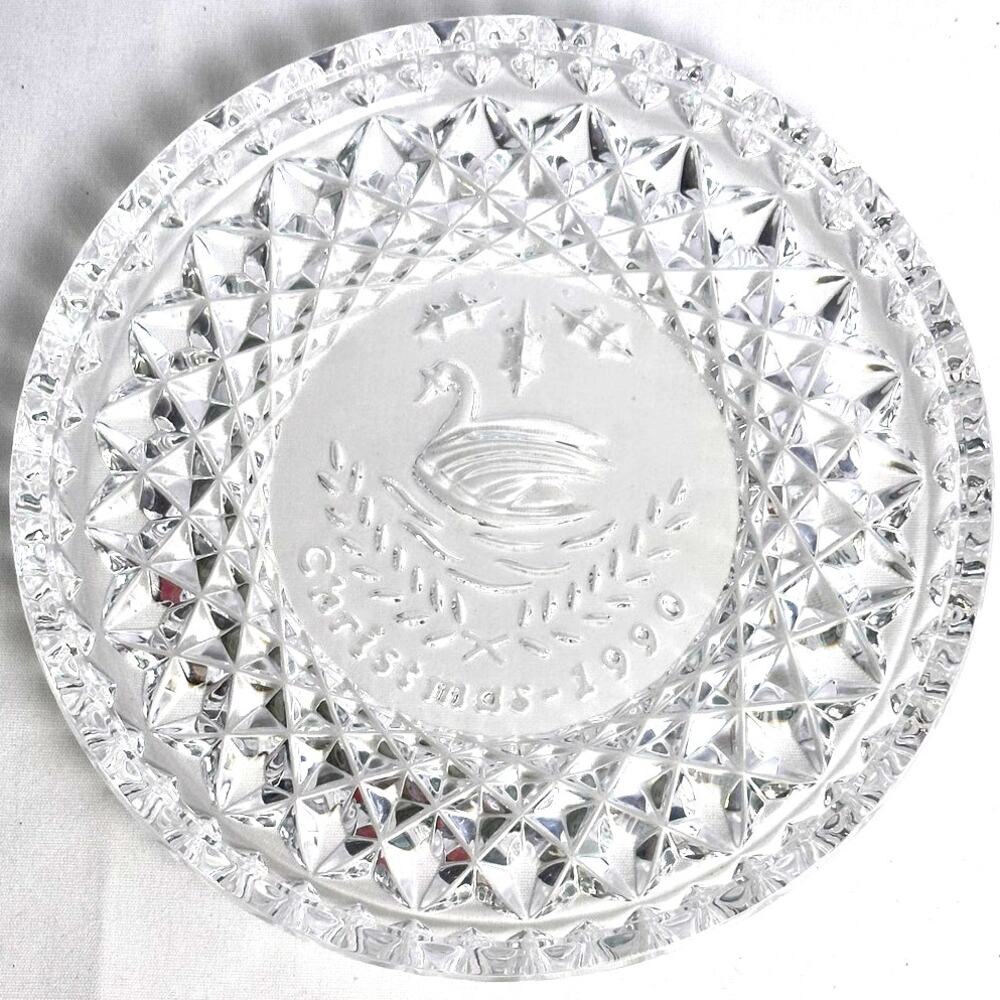 Waterford Crystal Twelve Days of Christmas 1990 Swans-a-Swimming Plate Ireland